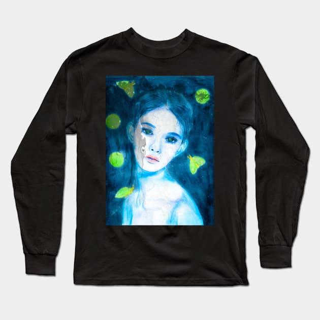 Moth Girl Long Sleeve T-Shirt by teenamarie23art